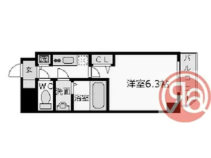 プレサンス江戸堀(1K/10階)の間取り写真