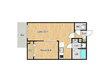 ジーメゾン春日部浜川戸(1LDK/2階)の間取り写真