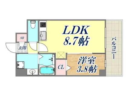 SDグランツ神戸ウエスト(1LDK/6階)の間取り写真