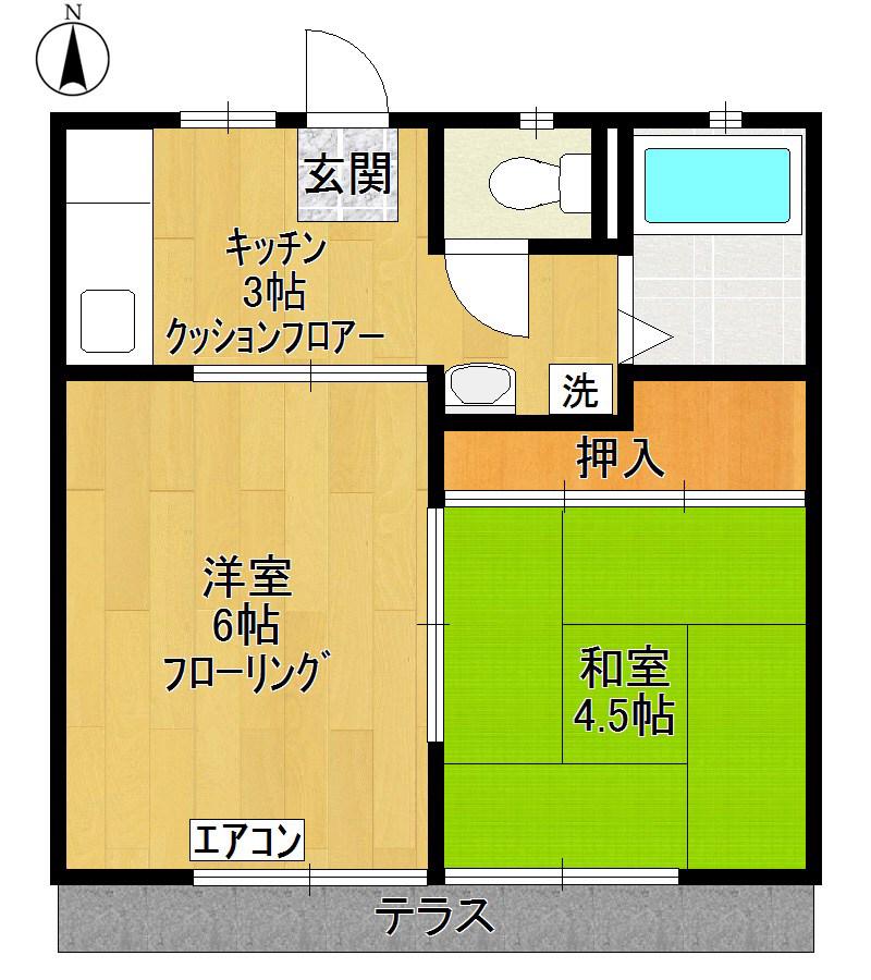 第二幸永ハイツ(2K/1階)の間取り写真