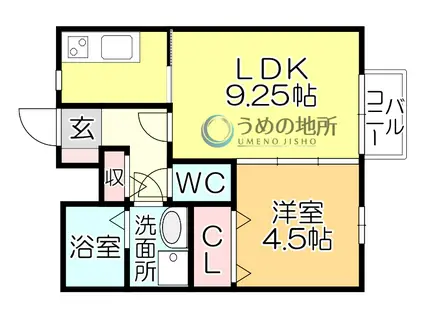 メルベーユ・ドミールD棟(1LDK/2階)の間取り写真