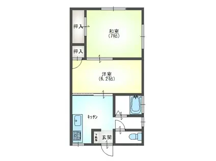 グリーンコーポ2号棟(2K/1階)の間取り写真