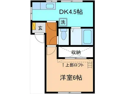 ウエストIII(1DK/1階)の間取り写真