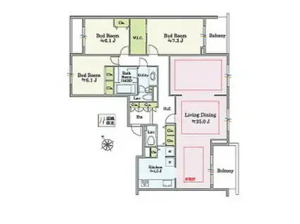 パークコート学芸大学(3LDK/1階)の間取り写真