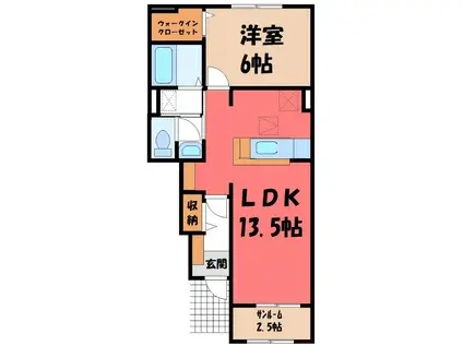 LIEGEL I(1LDK/1階)の間取り写真