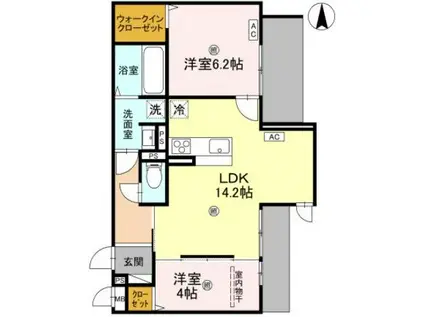 D-ROOM大阪府八尾市太子堂2丁目PJ(2LDK/1階)の間取り写真