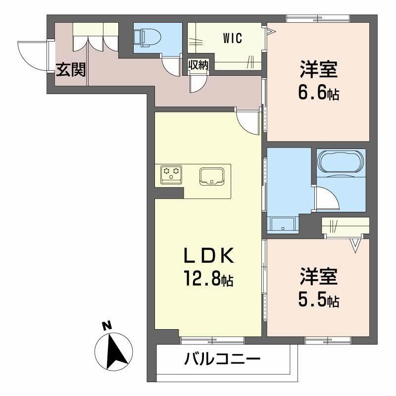 グランディア古川(2LDK/2階)の間取り写真