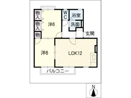 カーサ フローラ C棟(2LDK/2階)の間取り写真