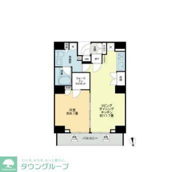 VIOR文京関口(1LDK/13階)の間取り写真
