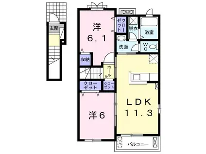 コンフォート メゾン B(2LDK/2階)の間取り写真