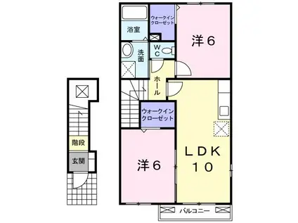 カルム・アルモニー・K I(2LDK/2階)の間取り写真
