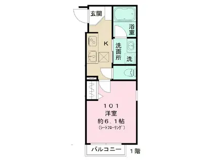 レジアス調布(1K/1階)の間取り写真