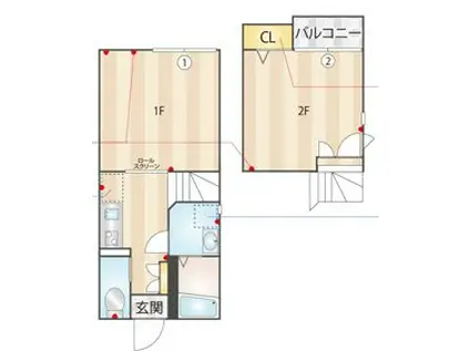 クレオ箱崎参番館(1SK/1階)の間取り写真