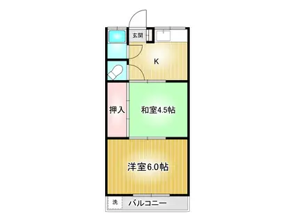 星ヶ丘荘(2K/2階)の間取り写真