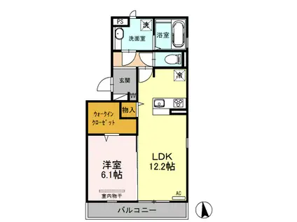 テルメ北石垣 大和(1LDK/2階)の間取り写真