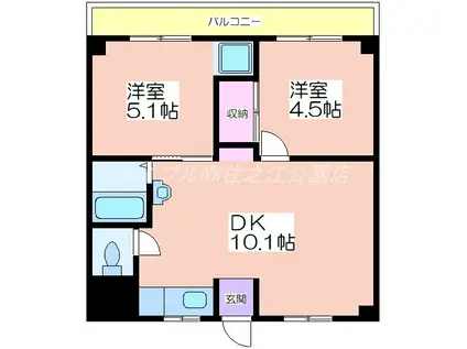 リアライズ玉出(2DK/7階)の間取り写真