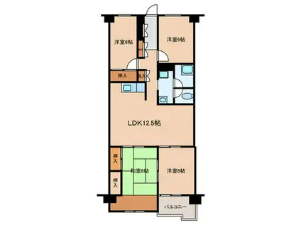 長丘コーポ(4LDK/5階)の間取り写真