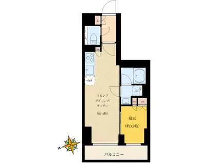 プラウドフラット本郷三丁目(1LDK/13階)の間取り写真