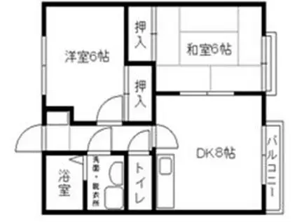 カシータ藤(2DK/2階)の間取り写真