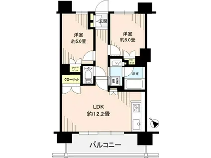 ミハマシティ検見川浜I街区(2LDK/9階)の間取り写真