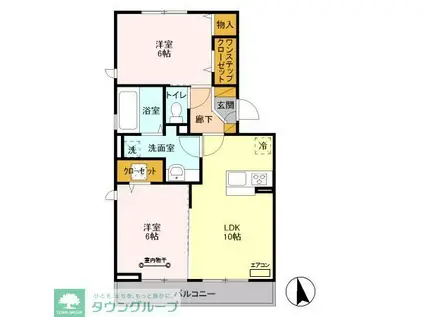 ヘリオス吉川美南 ゼウス(2LDK/1階)の間取り写真