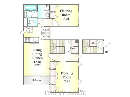 CHEZMOI(2LDK/2階)の間取り写真