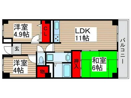 グリーンコーポ松戸みのり台(3LDK/3階)の間取り写真