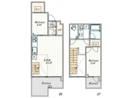 ピアース用賀レジデンス(1SLDK/1階)の間取り写真
