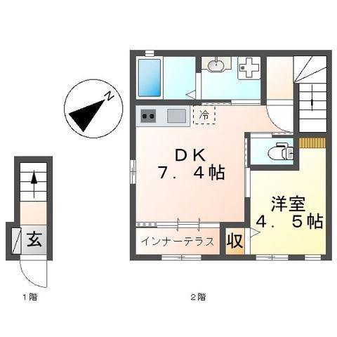 サンライト・洋(1DK/2階)の間取り写真