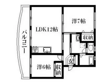 グリーンハイツ萩丘B(2LDK/3階)の間取り写真