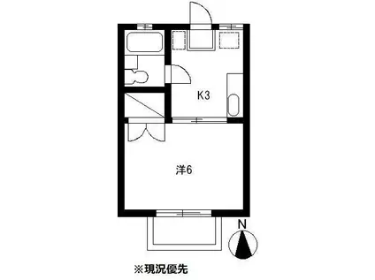グリーンパークドミ(1K/2階)の間取り写真