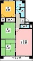 マンション忠徳(3LDK/2階)の間取り写真