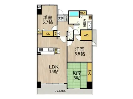 アーデンコート住吉川(3LDK/6階)の間取り写真