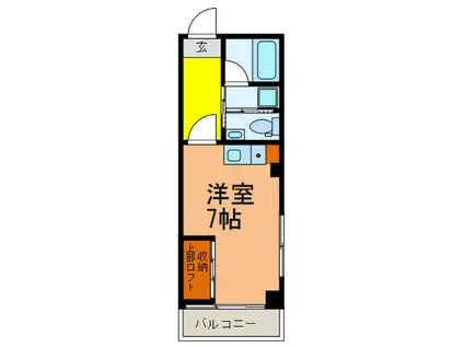 シャトー桐(ワンルーム/3階)の間取り写真