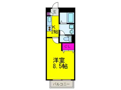 PIN BONHEUR A棟(1K/2階)の間取り写真