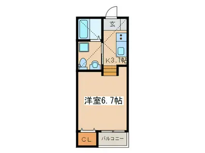 Dフラッツ(1K/2階)の間取り写真