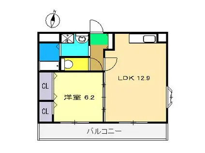 クレスト(1LDK/3階)の間取り写真