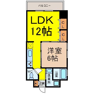 AHビル(1LDK/7階)の間取り写真