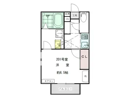 ENNE(1K/2階)の間取り写真