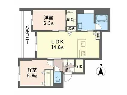 シャーメゾン西大寺南(2LDK/3階)の間取り写真