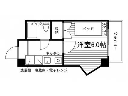 ティーグルロジェ(1K/2階)の間取り写真