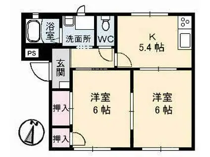 フレグランス旭(2K/1階)の間取り写真