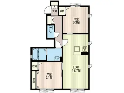 グレイス C棟(2LDK/1階)の間取り写真