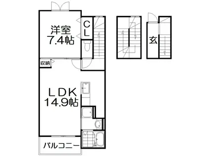 トレミカーサ 星の森(1LDK/3階)の間取り写真