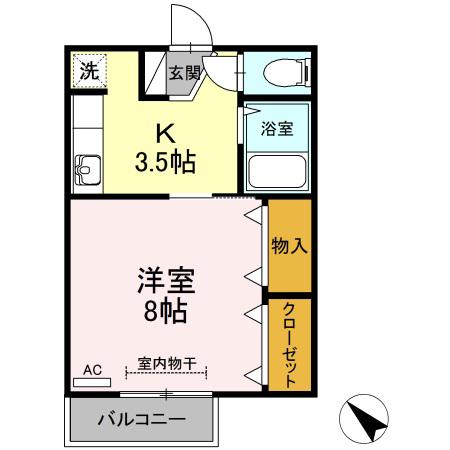 コーポアネシス(1K/2階)の間取り写真