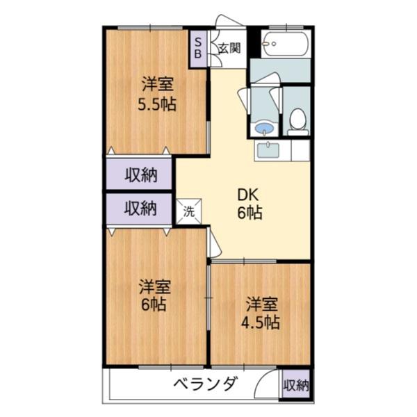 上水ハイツ(3DK/1階)の間取り写真
