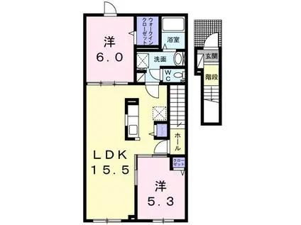 ヴィナグラート I(2LDK/2階)の間取り写真