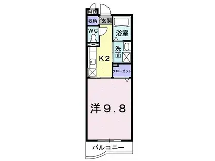 フォレスト パレスB (1K/2階)の間取り写真