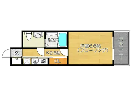 エステートモア博多駅前(1K/2階)の間取り写真