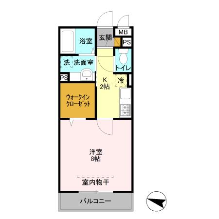 ソラシエスタ II(1K/3階)の間取り写真